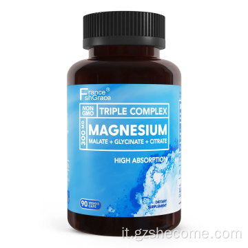 Complesso di magnesio da 300 mg muscoli capsule glicinate magnesio